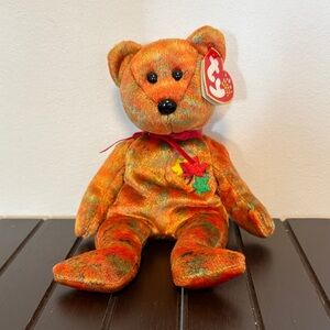 Ty Multicolor Plush Bear with Leaf Accent